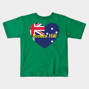 Broken Hill NSW Australia Australian Flag Heart Kids T-Shirt